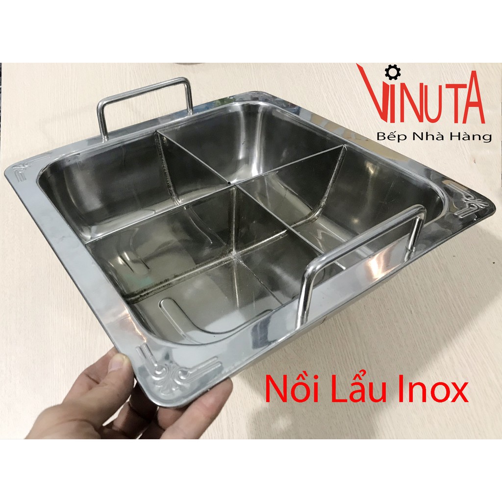 Nồi nấu lẩu inox 4 ngăn, xoong nấu lẩu 4 đáy