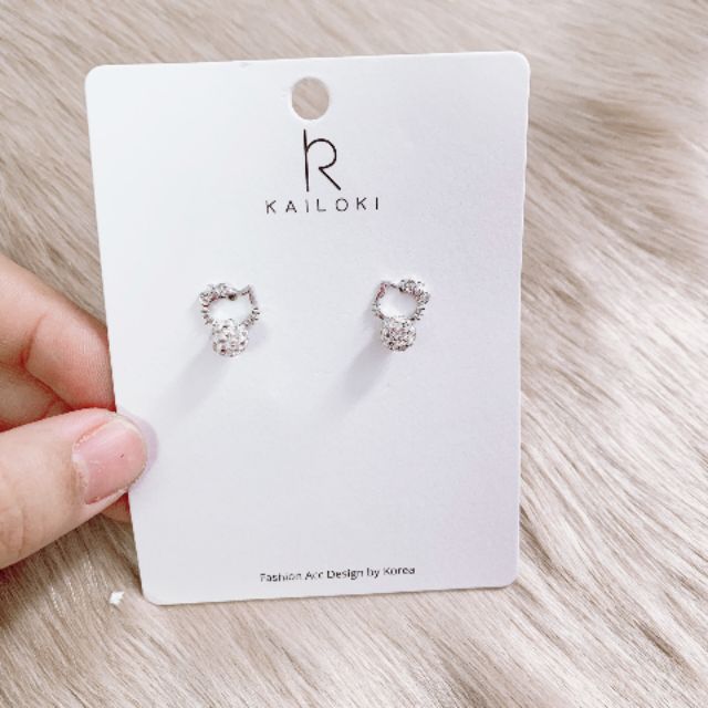 BÔNG TAI KIỂU DÁNG HÀN QUỐC HÌNH CON MÈO ĐÍNH ĐÁ CỰC CUTE