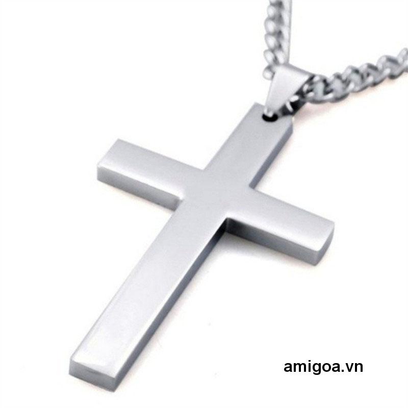 ✨✨Vòng cổ dạng dây xích với mặt hình chữ thập bằng thép titan cá tính cho nam và nữ
