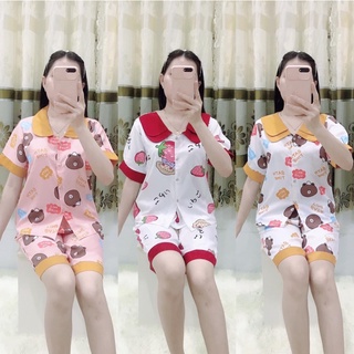 Pijama đồ bộ lửng ngố lụa mango cao cấp freesize 40-60kg