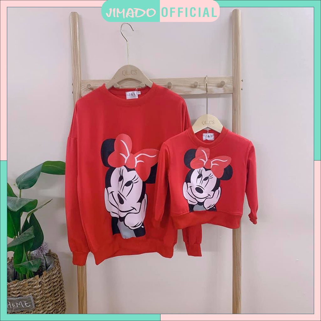 Áo nỉ nữ đôi mẹ và bé chất dày mịn không xù hình mickey siêu ấm JIMADO S722