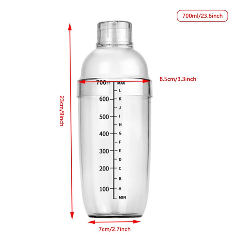 Bộ 4 Dụng Cụ Pha Chế Rượu 700Cc / 24 Oz Có Thang Đo