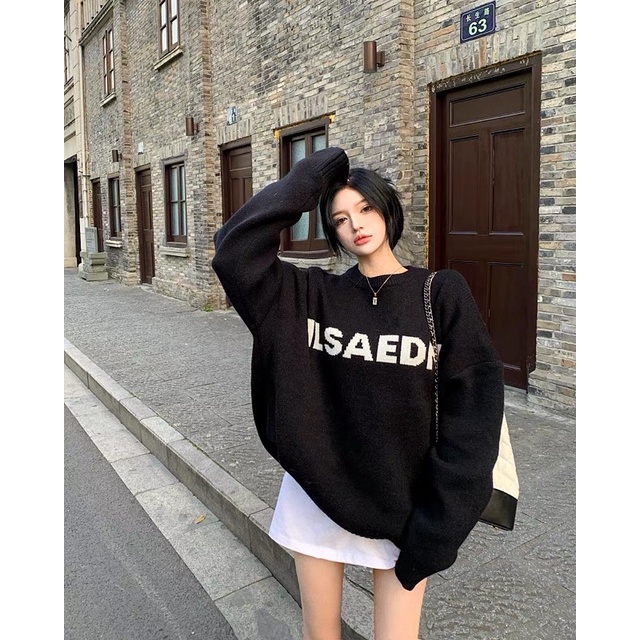 Áo len sweater siêu rộng cá tính kèm feedback thật
