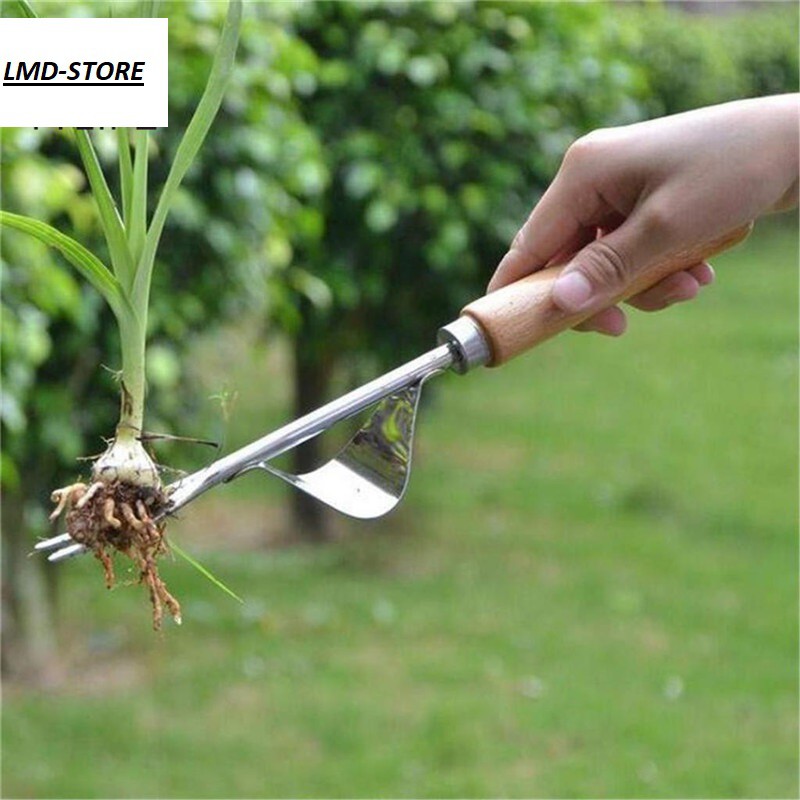 Weeder Fork Gỗ Thép Không Gỉ Xử Lý Công Cụ Làm Vườn Công Cụ Làm Vườn Cấy Ghép Công Cụ Đào Hướng Dẫn Sử Dụng Rễ Tay Đào Đ