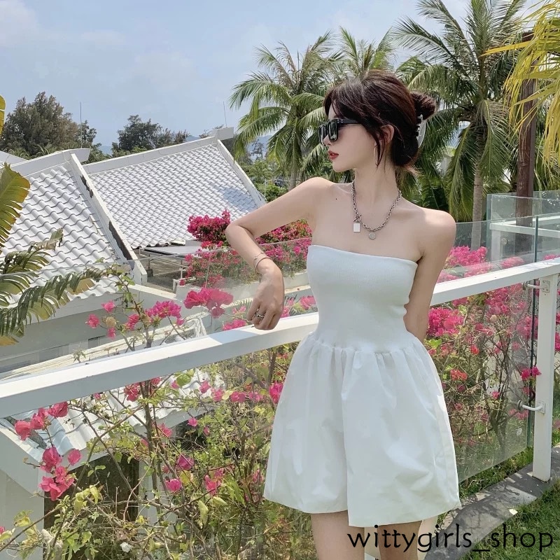 Wittygirls-quần Short Giả Váy Ngắn Dáng Rộng Lưng Cao Mặc Mùa Hè