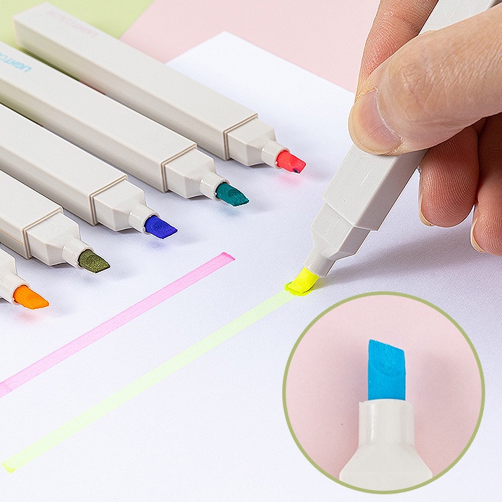 Set 6 Bút Đánh Dấu Màu Sáng Với Đầu Mềm Dễ Thương