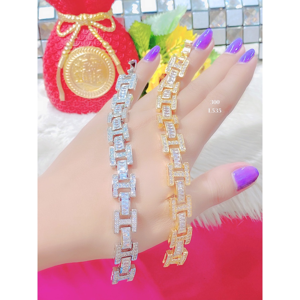 Lắc tay nữ UHA, lắc tay phong thùy bền màu thiết kế cao cấp sáng lấp lánh L535