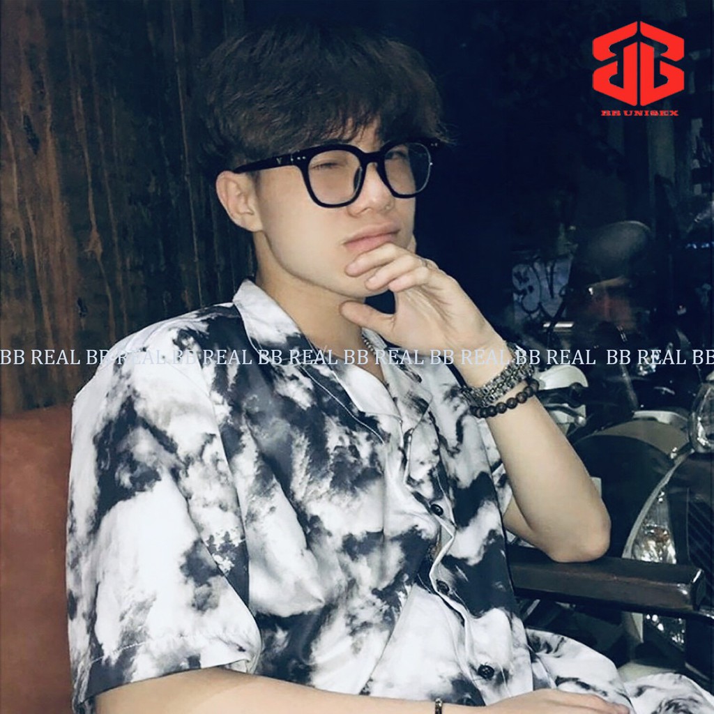 ÁO SƠ MI LOANG Tay Ngắn Họa Tiết Loang VÂN MÂY Tay Lỡ FORM UNISEX - BB REAL