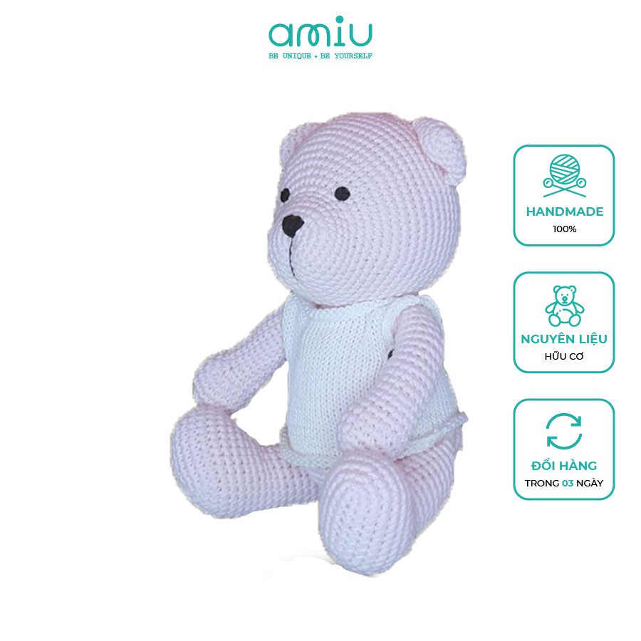 Gấu bông móc len Amigurumi cao cấp Amiu Việt Nam - Đồ chơi thú bông handmade - đồ trang trí bàn học bàn làm việc