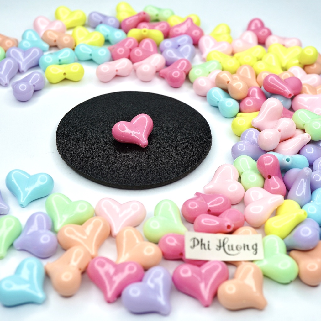 Gói 10g - 25g hạt cườm nhựa hình hoa, ngôi sao, trái tim, chữ, số xỏ vòng tay handmade