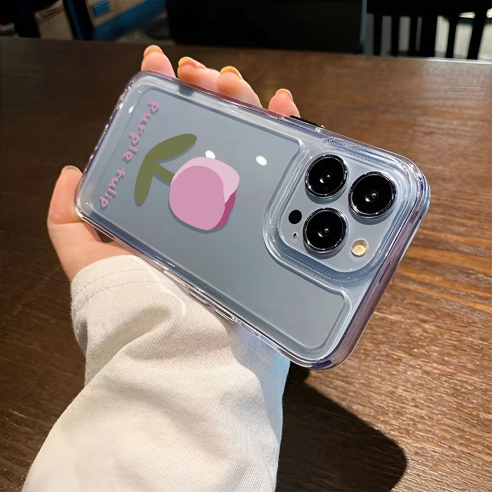 Ốp Điện Thoại Tpu Dẻo In Hình Hoa tulip Màu Tím Cho iphone 14ProMax 14Plus 13 11 12 7Plus X XR XS Max