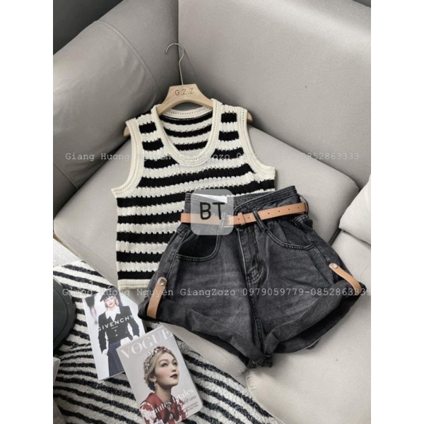 Áo len kẻ ba lỗ hàng QCL1