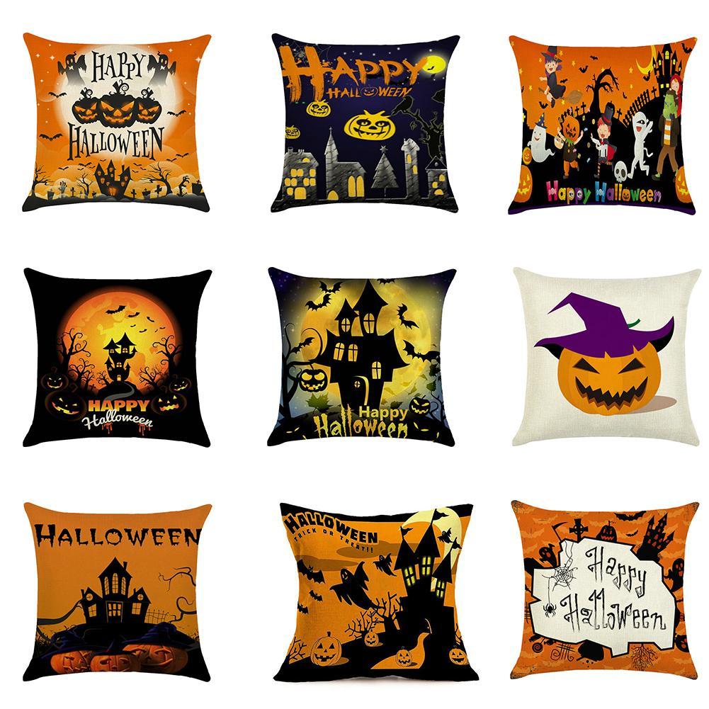 Vỏ Gối 45x45cm Họa Tiết Halloween Trang Trí Nội Thất