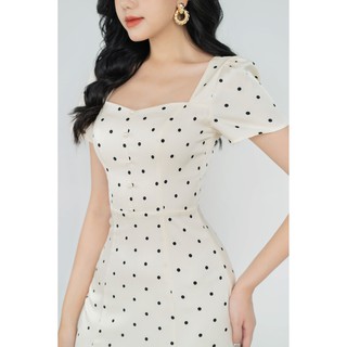 Váy chấm bi cổ đổ 2VA985TR Lep'