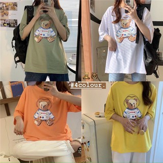 Áo Thun Tay Lỡ Form Rộng Unisex Gấu Phi Hành Gia