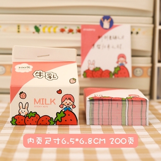 Ins creative milk box note book girl student's take out box post it note paper set