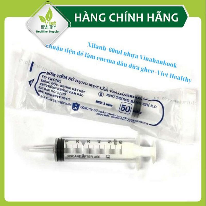Combo 2 xi lanh 60 ml nhựa Vinahankook - (loại thường được dùng làm enema dầu dừa ghee theo phương pháp của Viet Heatlhy