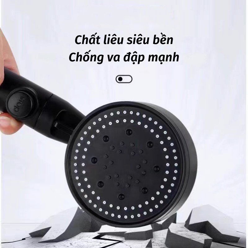 Bộ Vòi Hoa Sen Đầu Vòi Tăng Áp 5 CHẾ ĐỘ Tiết Kiệm Nước Màu Đen Sang Trọng