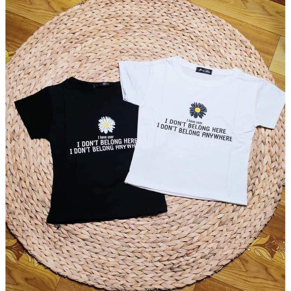 Áo Croptop Nữ In Hình Hoa Cúc Kèm Chữ 🦋FREESHIP🦋 Áo Phông Dáng Ngắn Cộc Tay 2 Màu | BigBuy360 - bigbuy360.vn