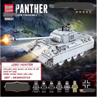 Army WWII mô hình lắp ráp xe Tank King Panther của Đức Quan Guan 100064