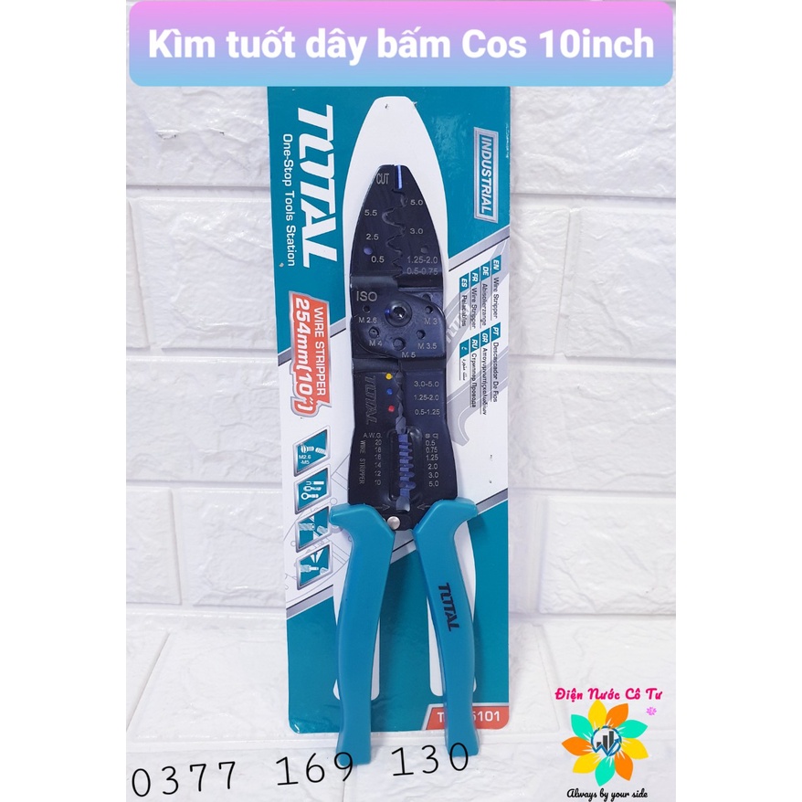 Kìm cắt/tuốt dây điện/bấm COS cao cấp 8.5inch 215mm Total