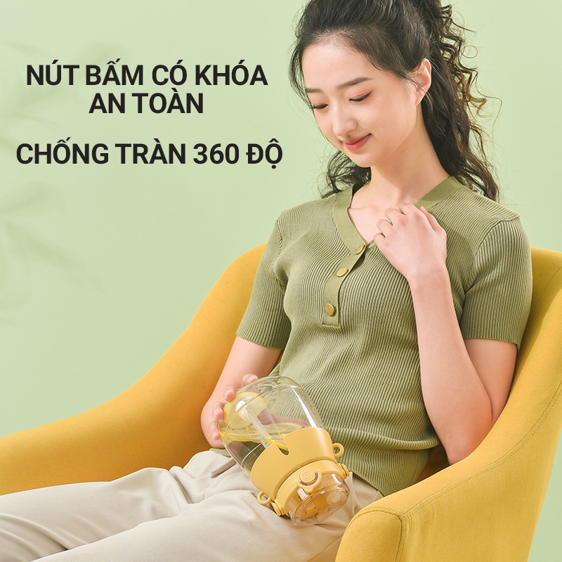 Bình nước cute dễ thương có ống hút 1300ml cho bé đi học tặng kèm sticker FITEZY HCM