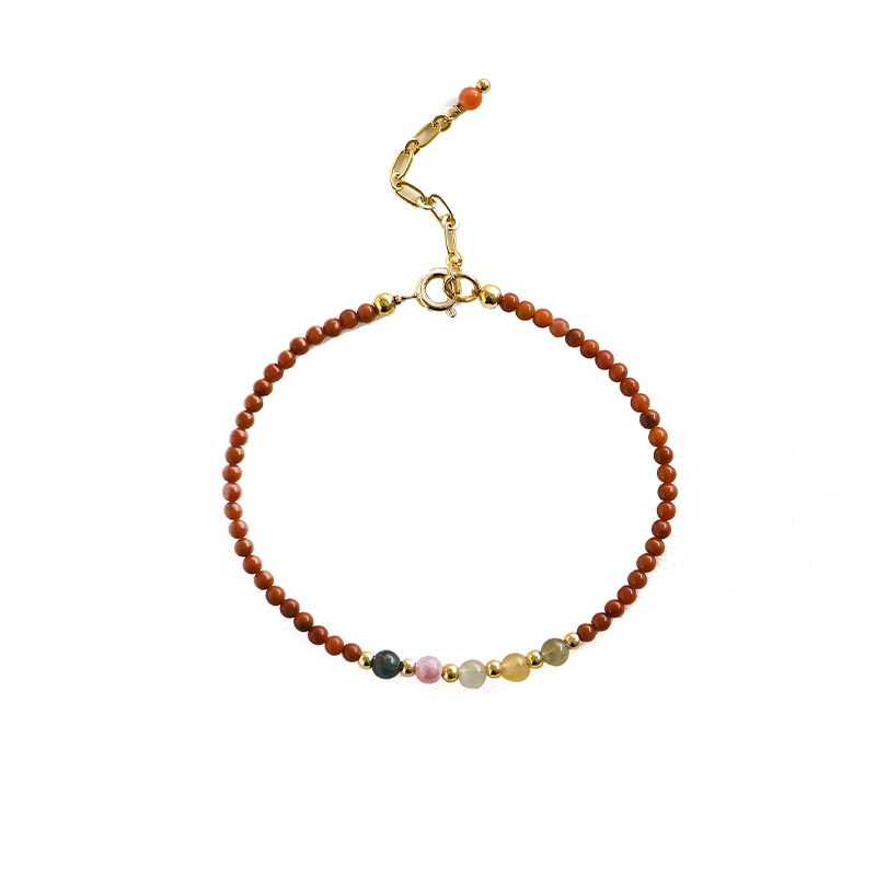 [Hàng Mới Về] Vòng Đeo Tay Đính Đá Mã Não Đỏ Persimmon Màu Đỏ Phía Nam Cho Nữ