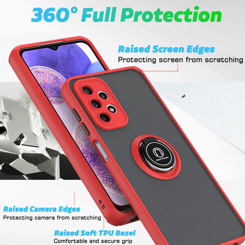 Ốp Điện Thoại Nhựa PC Cứng Viền TPU Dẻo Nhám Có Khuyên Nam Châm Chống Sốc Cho Samsung Galaxy A53 A13 A23 A33 A73 4G 5G