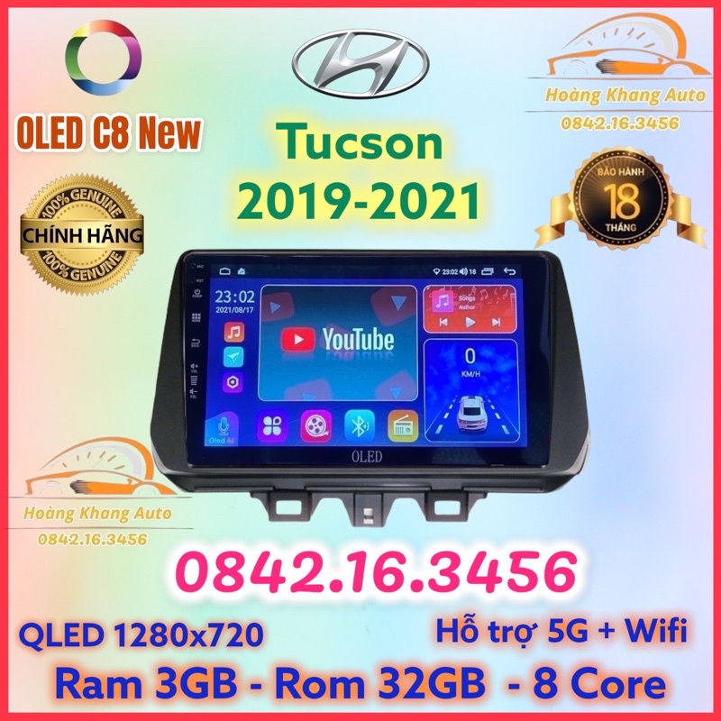 Màn hình android OLED C8 New theo xe Tucson 2019 - 2021  kèm dưỡng và jack nguồn zin theo xe