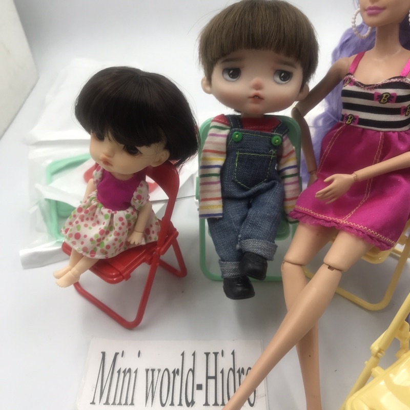 Mô hình ghế xếp mini tí hon tỉ lệ 1/8, 1/12 dùng đa năng cho búp bê BJD Barbie, giá đỡ điện thoại