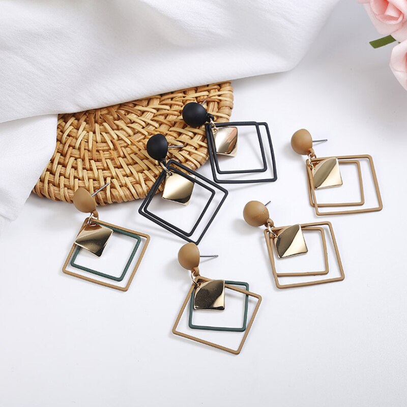 Khuyên tai hình học rỗng thời trang cho nữ