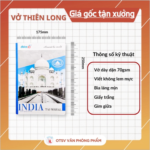THIÊN LONG ĐIỂM 10 Vở kẻ ngang Kỳ quan thế giới 72 trang, 120 trang láng mịn, không nhòe mực - Hàng cao cấp chính hãng