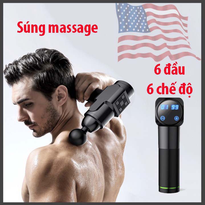 ✈️ [Freeship] Máy massage súng massage cầm tay 6 chức năng, 6 chế độ rung EM006 + 6 chức năng 30 chế độ rung EM009