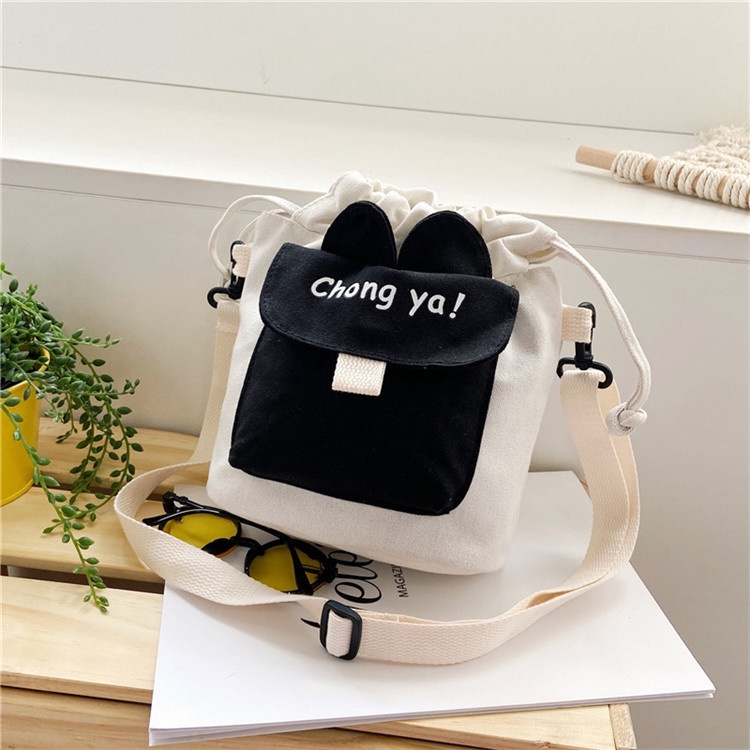 Túi Đeo Vai Vải Canvas Phong Cách Harajuku 2020 Dễ Thương Cho Nữ