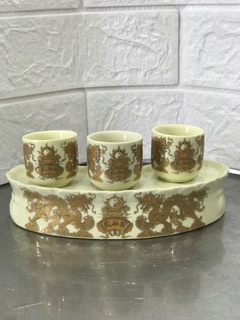 Kỷ thờ vàng 3 chén 5 chén rồng