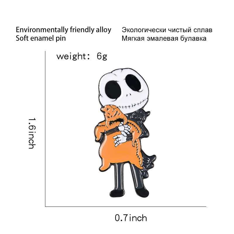 Ghim cài áo QIHE JEWELRY hình bộ xương phong cách punk thời trang cá tính