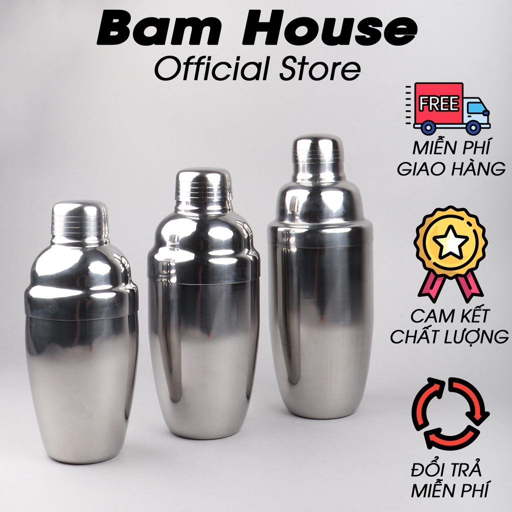 Bình lắc inox Bam House pha chế trà sữa và cocktail nhiều loại dung tích cao cấp BLI01 - Gia dụng bếp