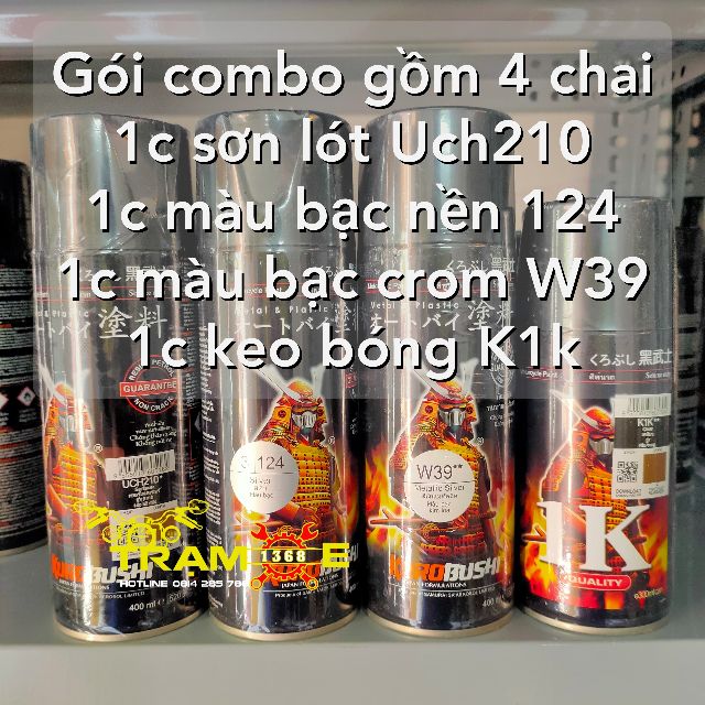 SƠN SAMURAI GÓI COMBO MÀU BẠC SÁNG CROM ÁNH KIM W39 GỒM 4 CHAI ĐỘ BỀN CAO