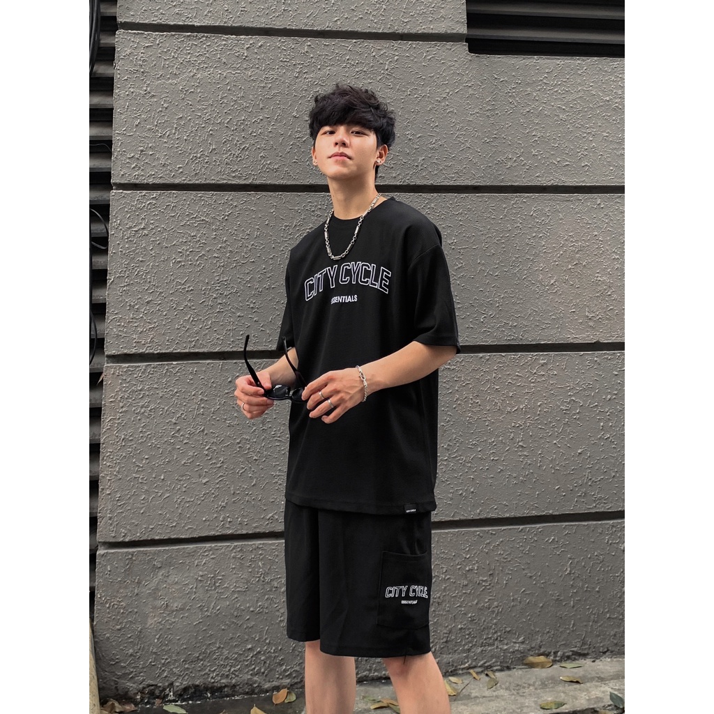 Quần short đùi local brand Essentials City Cycle chất tổ ong unisex form rộng nam nữ oversize