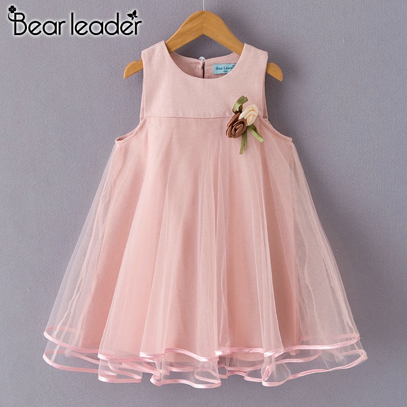 Đầm công chúa Bear Leader không tay phối hoa dễ thương cho bé gái 3-7 tuổi