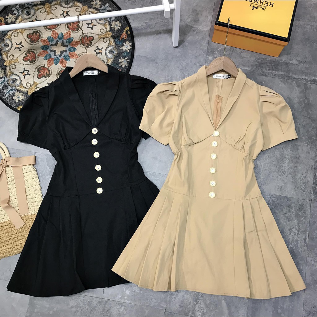 [Mã SKAMA06 giảm 8% tối đa 50K đơn 250K] Váy cổ V nhỏ đuôi xếp ly mẫu mới (kèm ảnh thật,video) | BigBuy360 - bigbuy360.vn