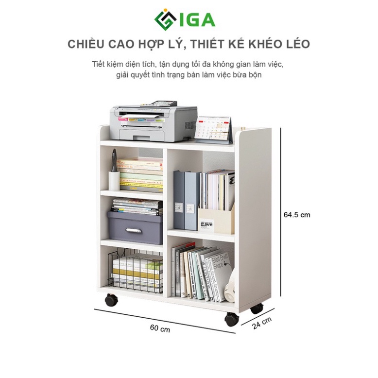 Kệ đa năng lưu trữ tiện dụng, giá sách có bánh xe di động thông minh - GP173