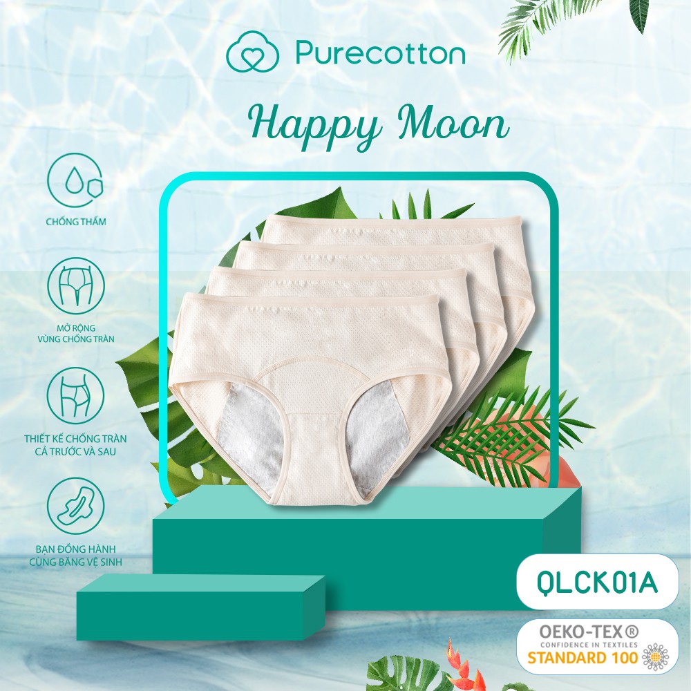 Quần lót chống tràn nguyệt san  Purecotton chống tràn kinh nguyệt Happy Moon PC031