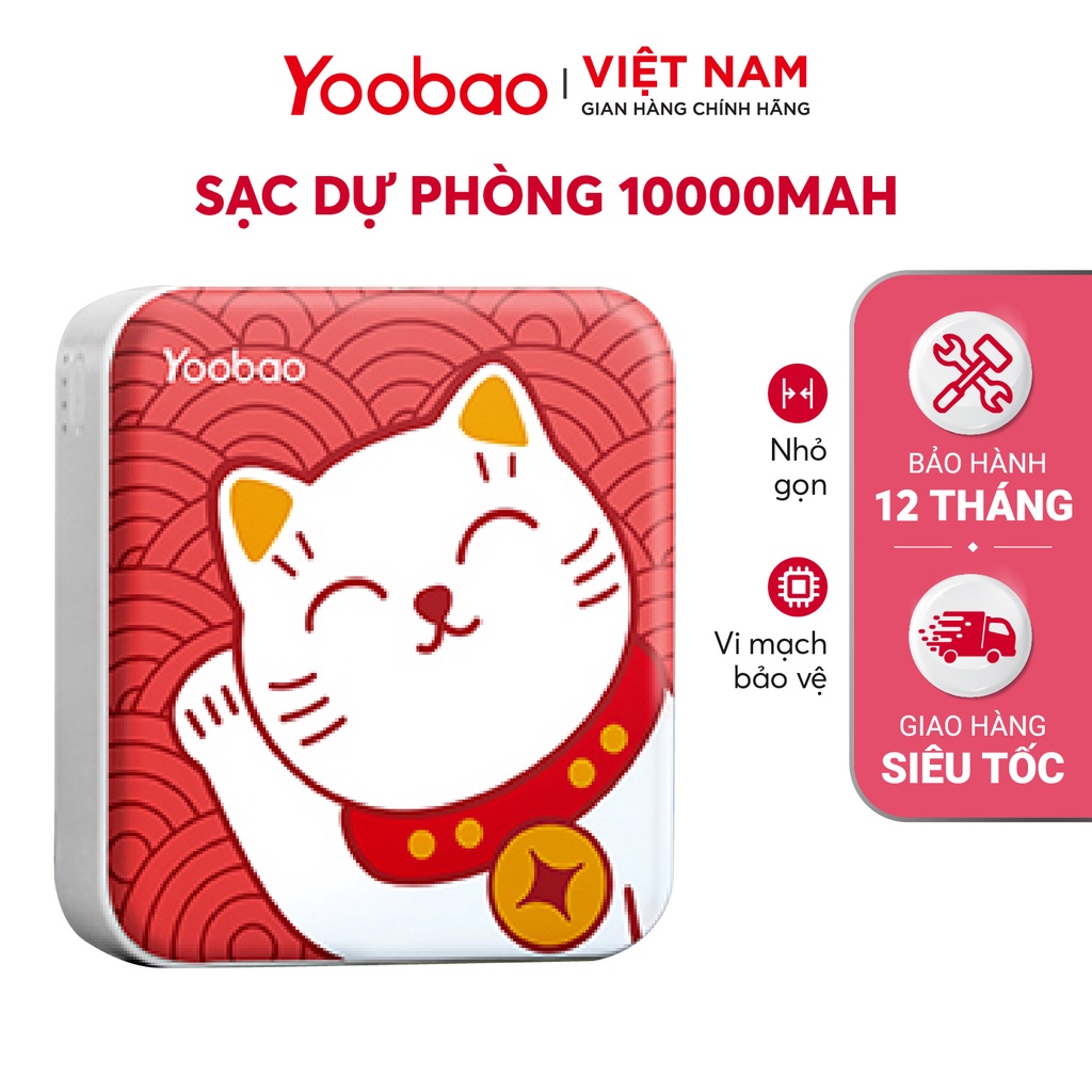 Sạc dự phòng mini 10000mAh Yoobao YB-6024 Trang bị đèn LED chiếu sáng - Hàng chính hãng - Bảo hành 12 tháng