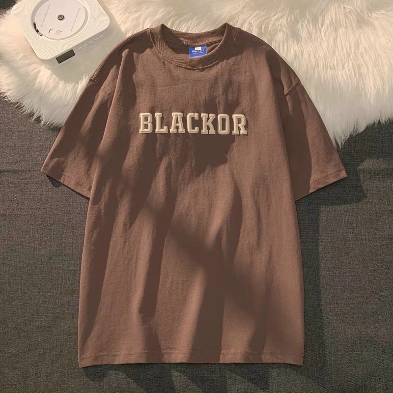 Áo phông in nổi BLACKOR form rộng tay lỡ Unisex đủ màu style Uzzang