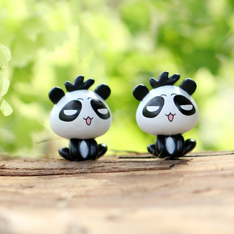 Set 2 Tượng Gấu Trúc Hoạt Hình Trang Trí Sân Vườn