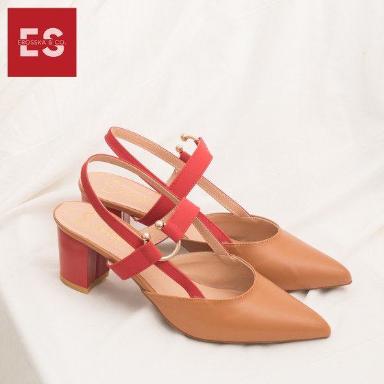 [Size 39] Giày Cao Gót Thời Trang Phối Dây Đỏ EROSSKA - EH001 Màu Vàng Bò