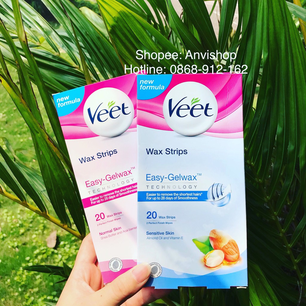 Miếng dán tẩy lông VEET dùng cho cơ thể / vùng kín / tay chân ANVISHOP - VEET Wax trips (veet body)