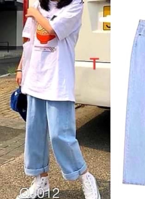 Quần JEANS ỐNG RỘNG ĐÈ GẤU Tr&amp;Đ