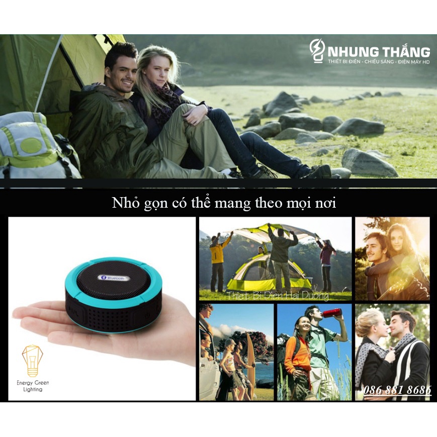 Loa Bluetooth Di Động C6 Chống Nước - Hỗ Trợ Khe Cắm Thẻ Nhớ - USB - Dung Lượng Pin Lớn -Nhiều Màu Sắc - Có video